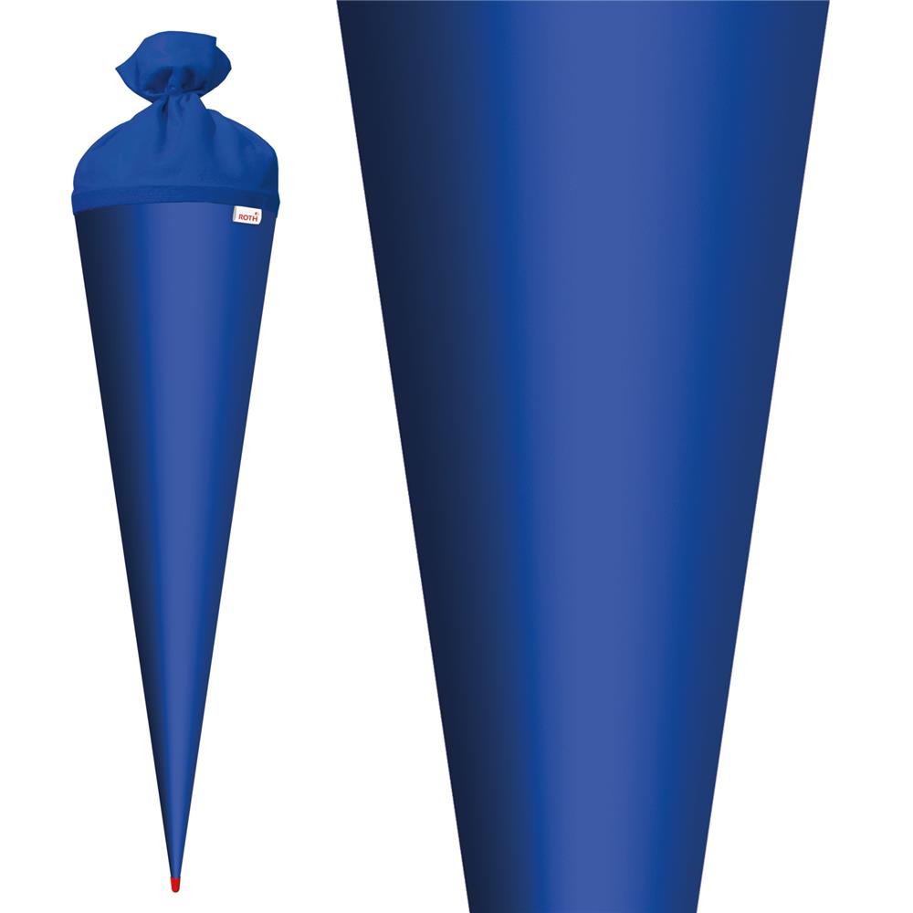 Roth Schultüte-Rohling/Basteltüte, ultramarinblau, 70cm, rund, Rot(h)-Spitze, mit Filzverschluss