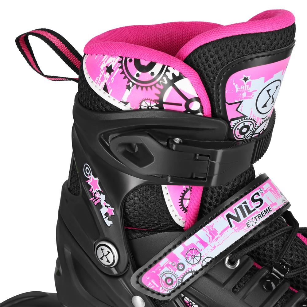 NILS EXTREME NH10905 4in1 LED Inliner Schlittschuhe Rollschuhe Gr. 39-42, Pink-Rainbow, verstellbar