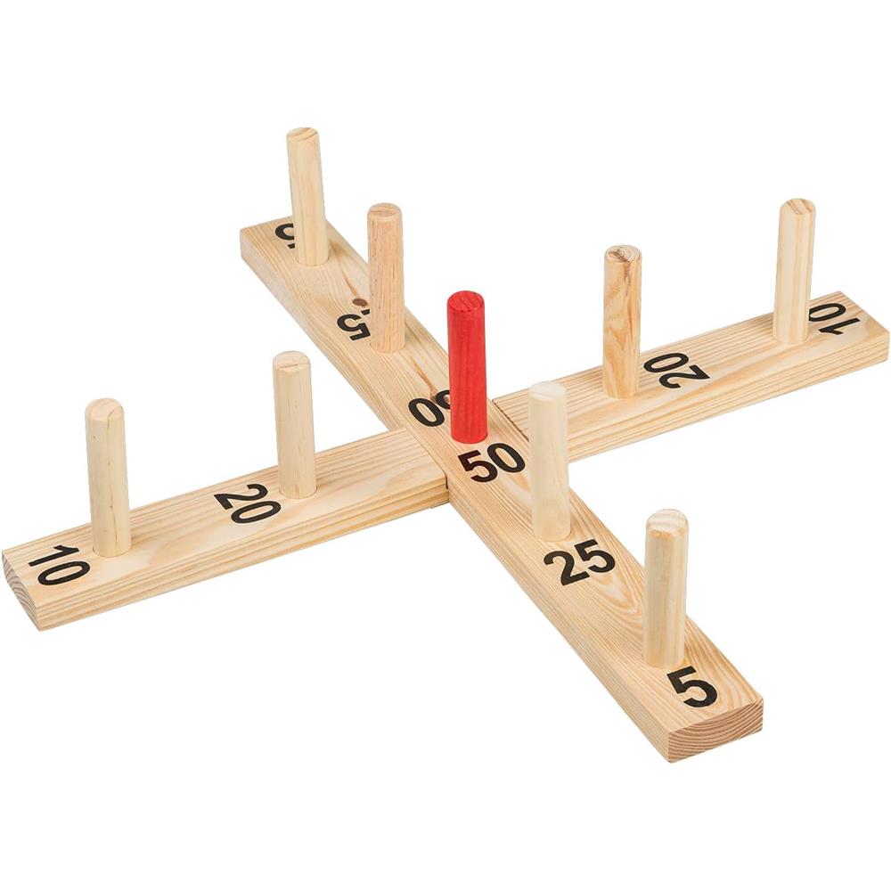 Idena Ringwurfspiel Holz Sisal Wurfspiel Garten Spiel Geschicklichkeitsspiel