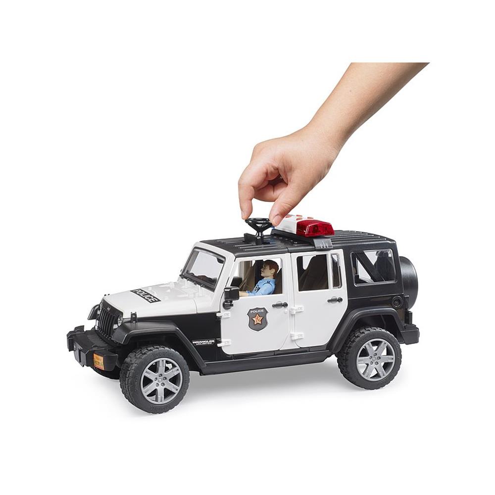 Bruder 02526 - Jeep Wrangler Rubicon Unlimited Polizeifahrzeug mit Polizist und Ausstattung