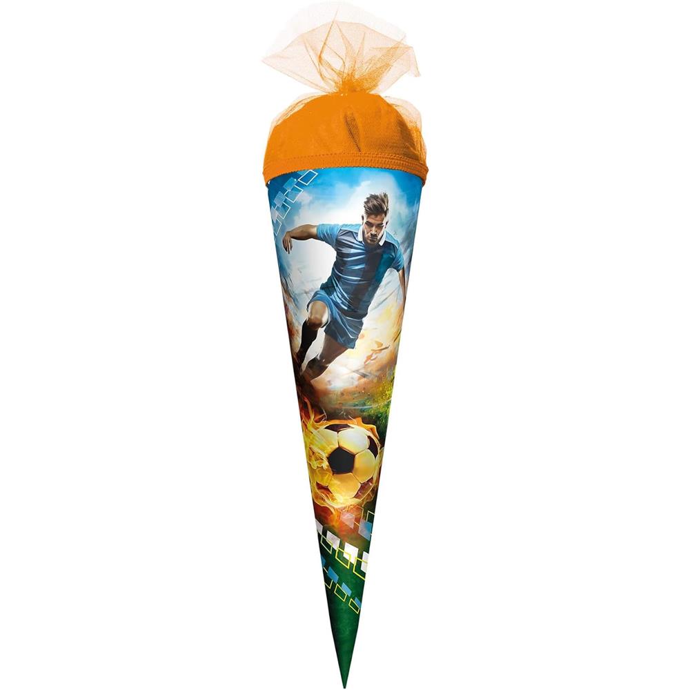 Roth Schultüte Fußballer/Soccer, 35cm, rund, Tüllverschluss