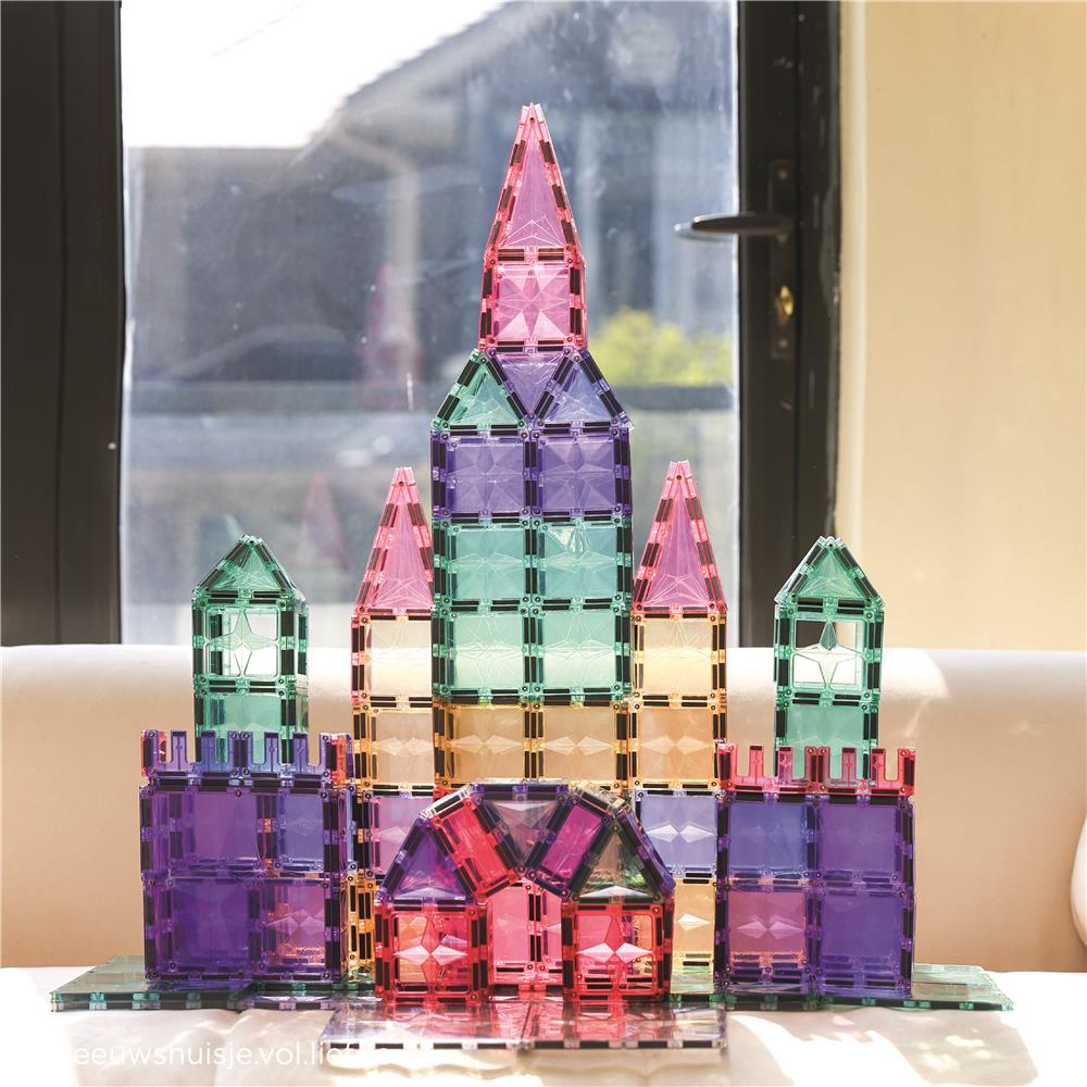 Cleverclixx Mega-Kreativ-Bausatz in Pastellfarben 210 Teile , vielseitige Formen, Magnetspielzeug