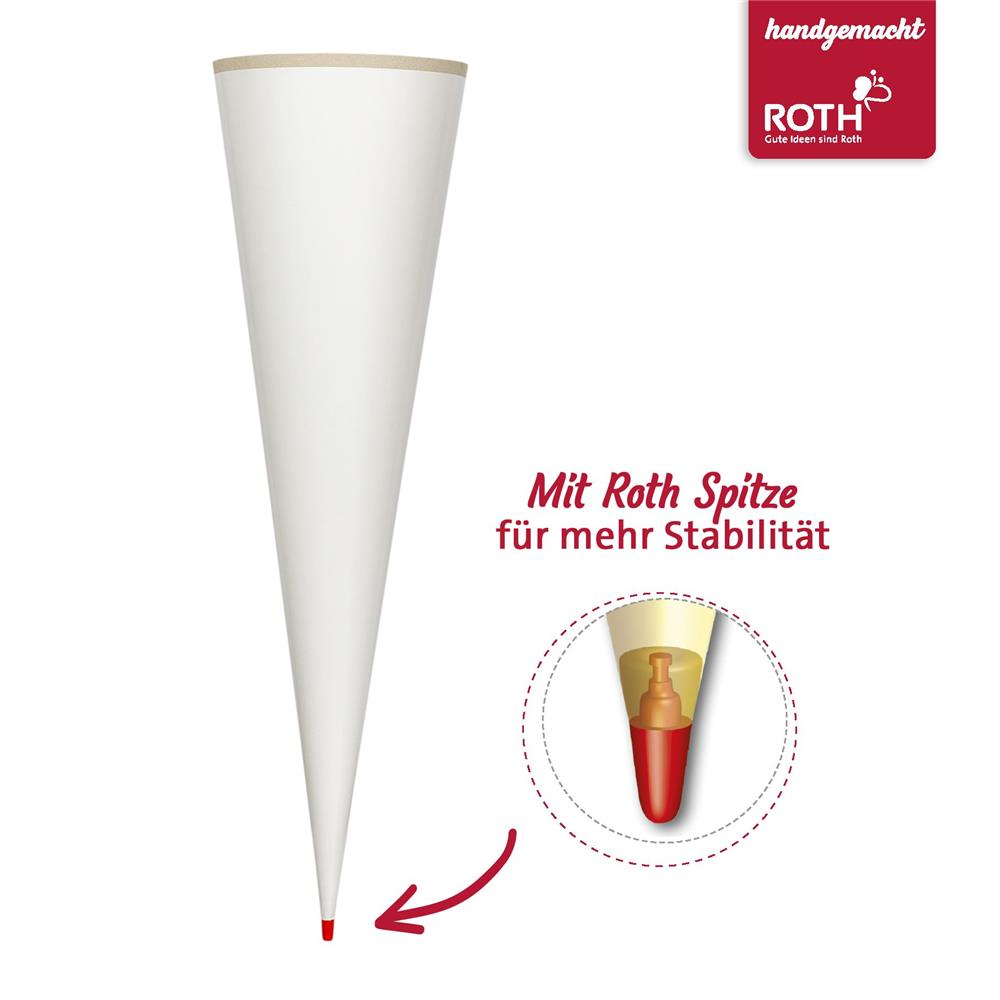 Roth Schultüte-DIY-Set Schnittmuster mit Schultüten-Rohling, 70 cm, rund, Rot(h)-Spitze