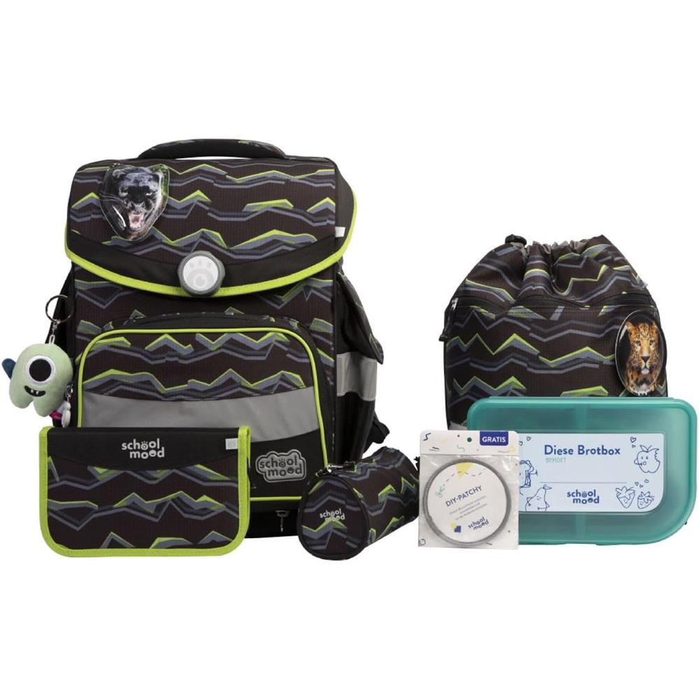 School-Mood Schulranzen Set Timeless Pro Finn (Raubkatze) 7-teilig