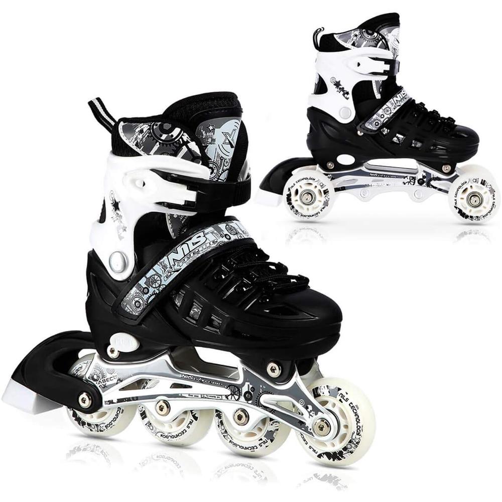 NILS EXTREME NH10905 4in1 Inliner Schlittschuhe Rollschuhe Gr. 35-38, Schwarz, verstellbar