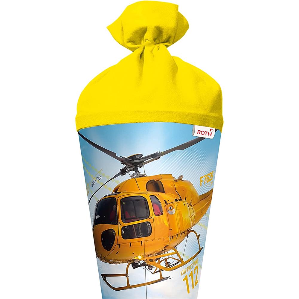 Roth Schultüte Helikopter, 70cm, rund, Rot(h)-Spitze, Filzverschluss