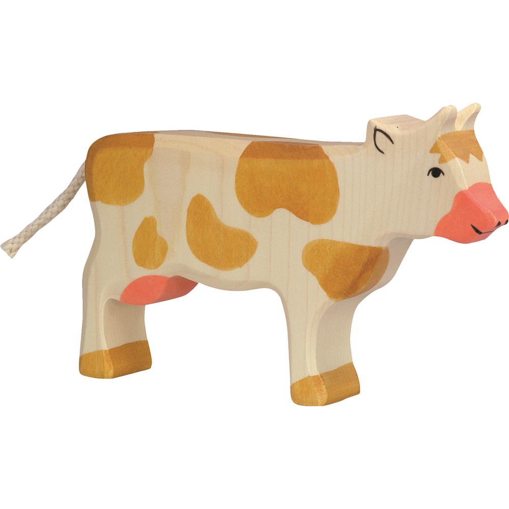 Holztiger Holzfigur - Kuh, stehend, braun, Holzspielzeug, ab 3 Jahren