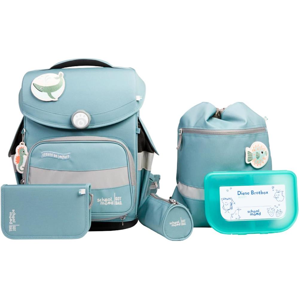 School-Mood Schulranzen Set Timeless Pro Dolphin (Ocean Collection) 6-teilig