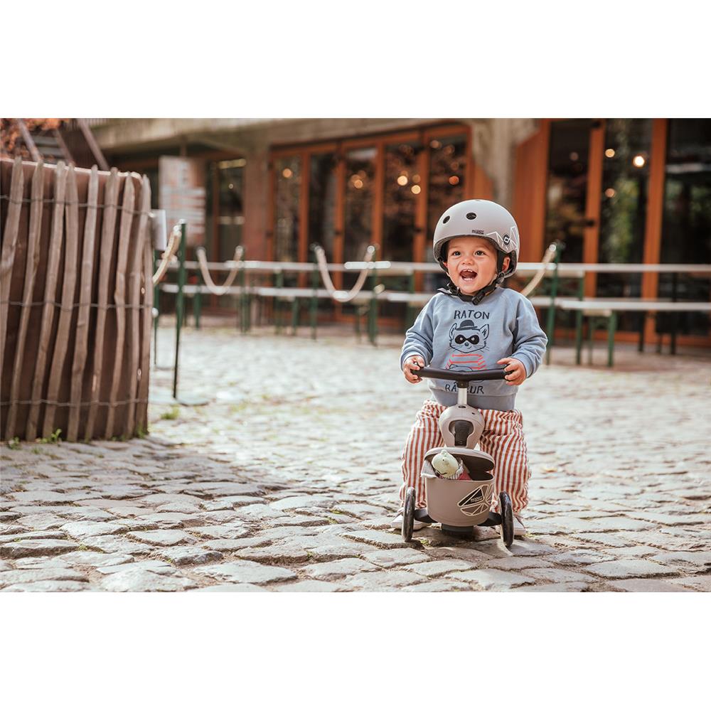 Scoot & Ride Highwaykick 1 Lifestyle, brown lines - Kinderroller mit Aufbewahrungsbox