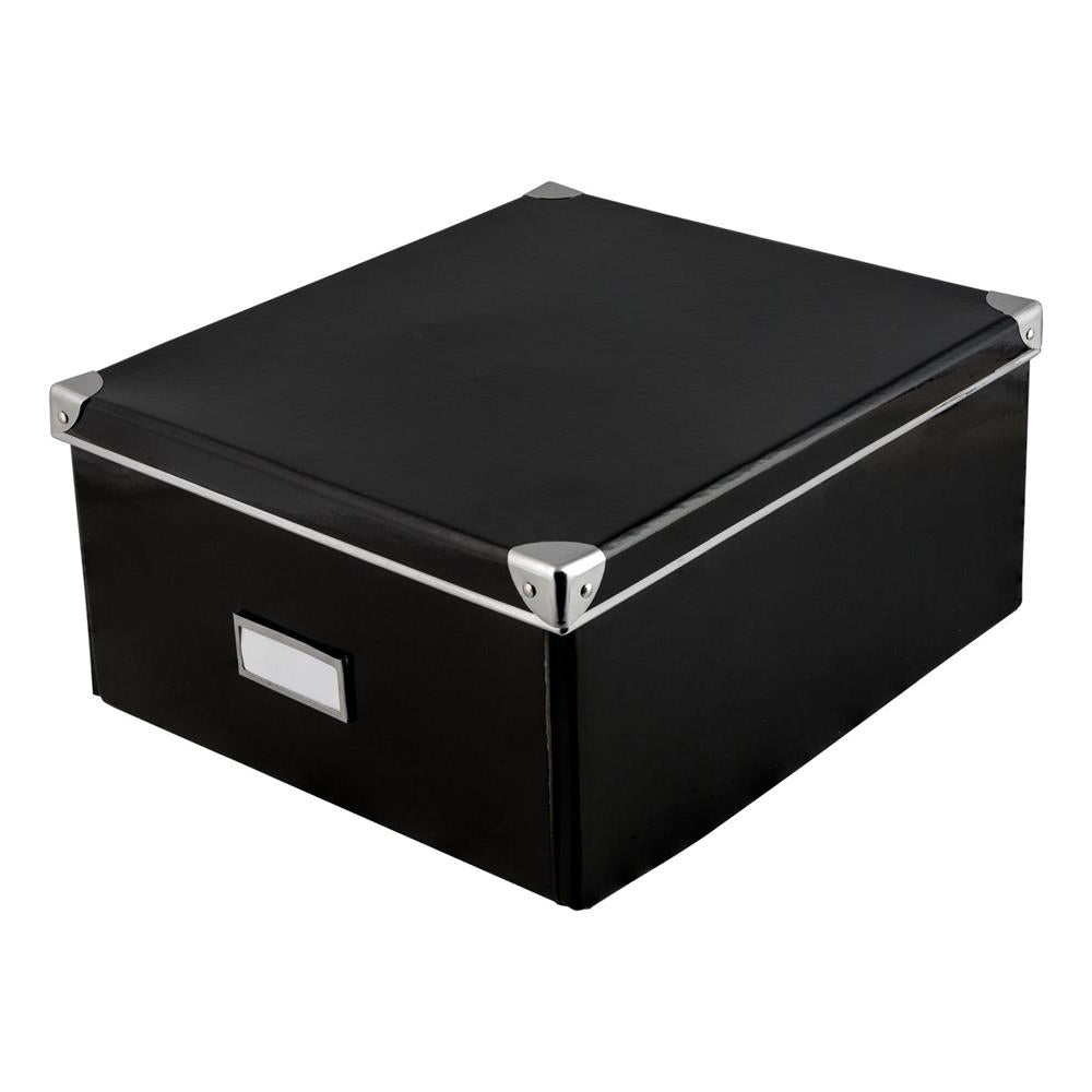 Idena Aufbewahrungsbox mit Deckel und Beschriftungsfeld, schwarz