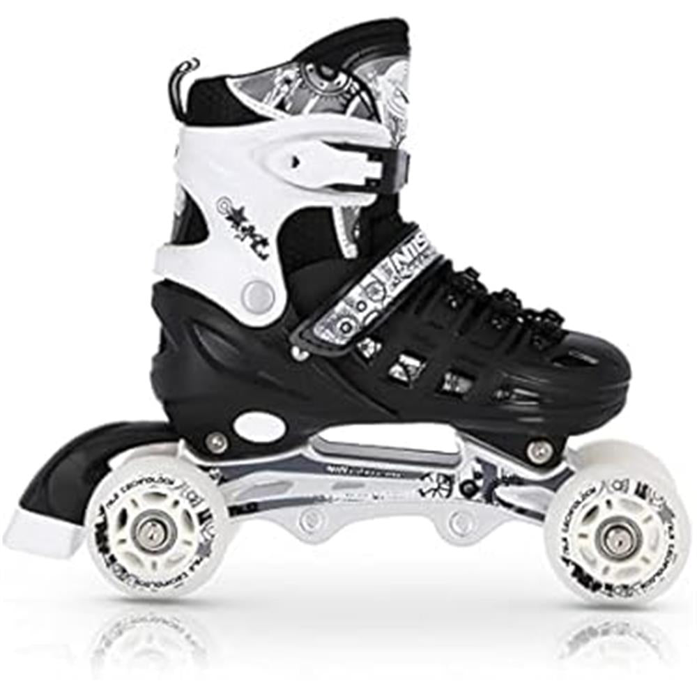 NILS EXTREME NH10905 4in1 Inliner Schlittschuhe Rollschuhe Gr. 35-38, Schwarz, verstellbar