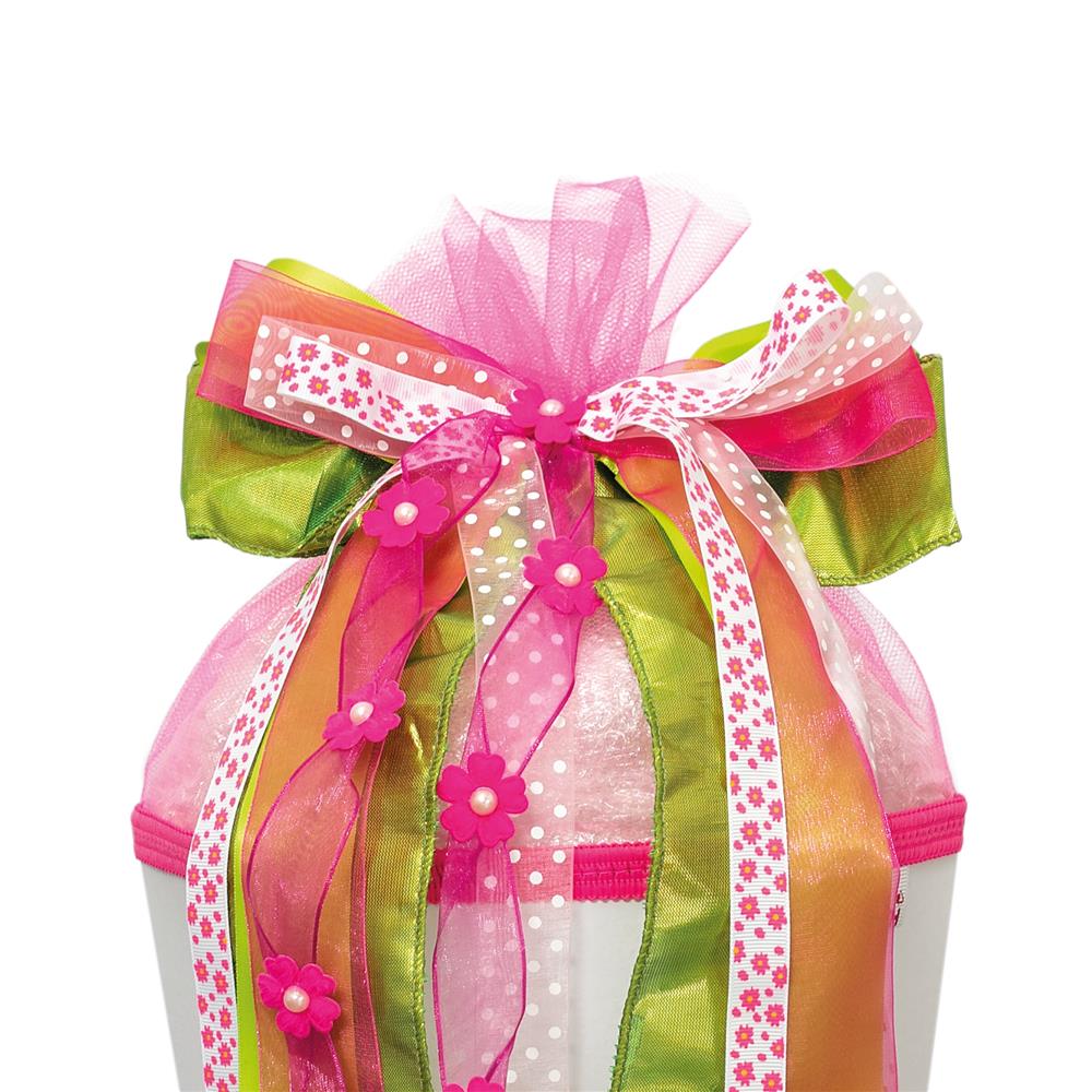 Roth Schultütenschleife "Fairy" (Pink, Rosa, Grün, Orange) fix und fertig gebunden