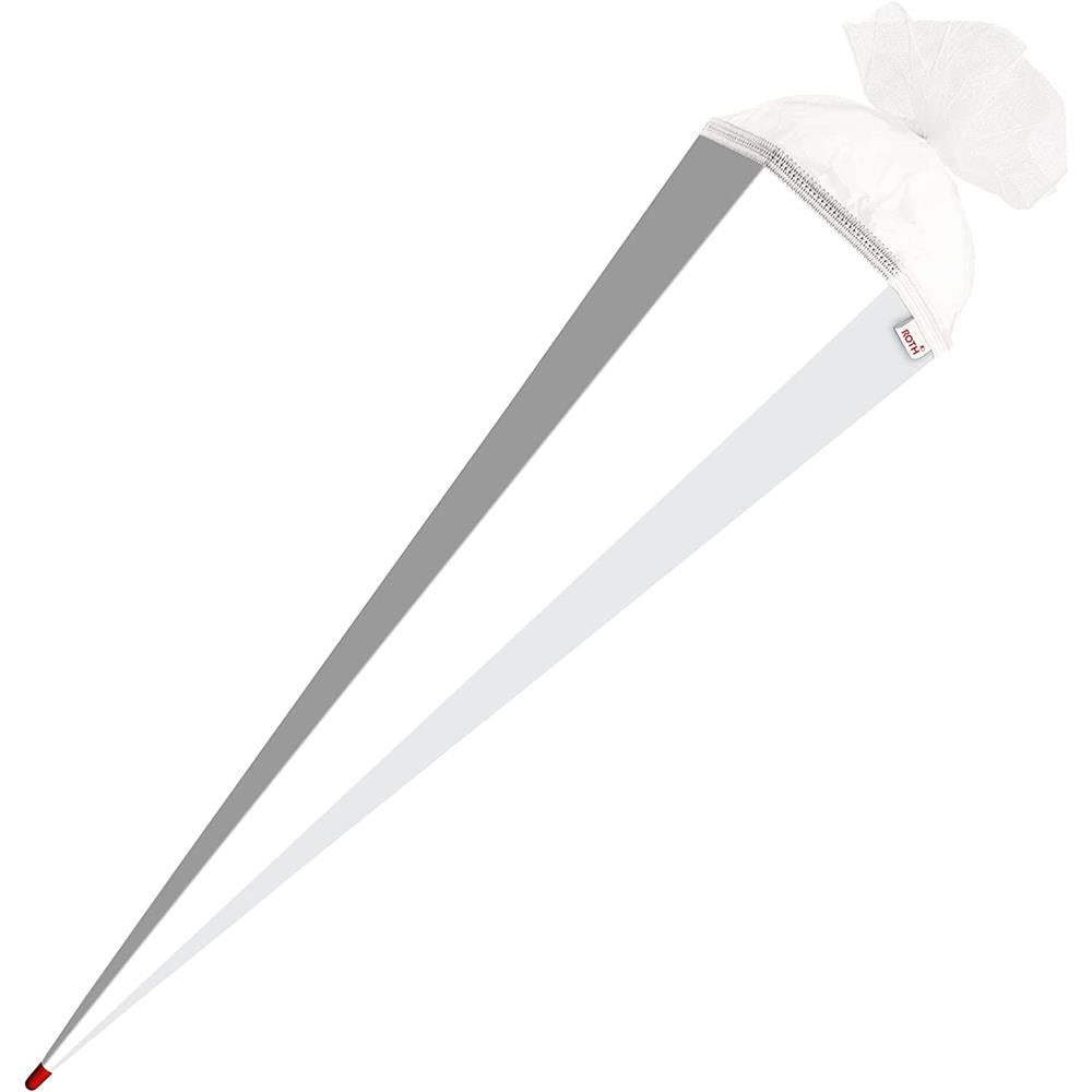 Roth Extra große XXL Schultüte-Rohling/Basteltüte, weiß, 100cm, eckig, Rot(h)-Spitze, Tüllverschluss
