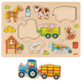 goki Steckpuzzle Traktor mit Anhängern