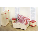 goki Puppenmöbel Schlafzimmer, 9-teiliges Puppenhauszubehör aus Holz