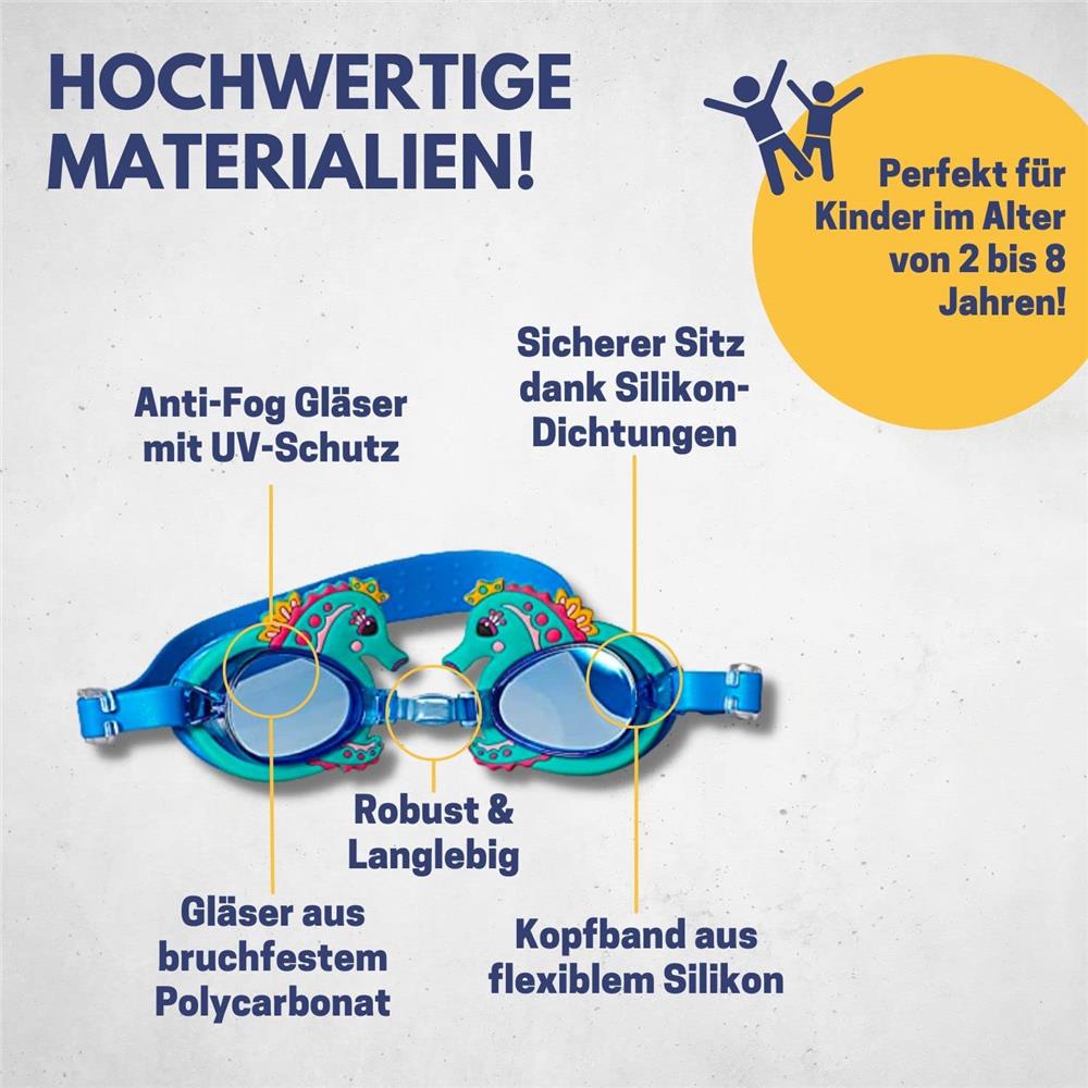 Best Sporting Schwimmbrille Seepferdchen UV-Schutz Anitbeschlagschutz für Kinder 2-8 Jahren