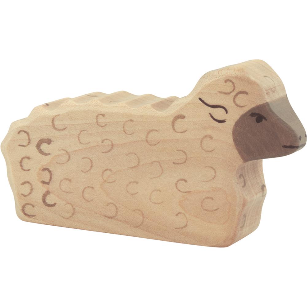 Holztiger Holzfigur - Schaf, liegend, Holzspielzeug, ab 3 Jahren