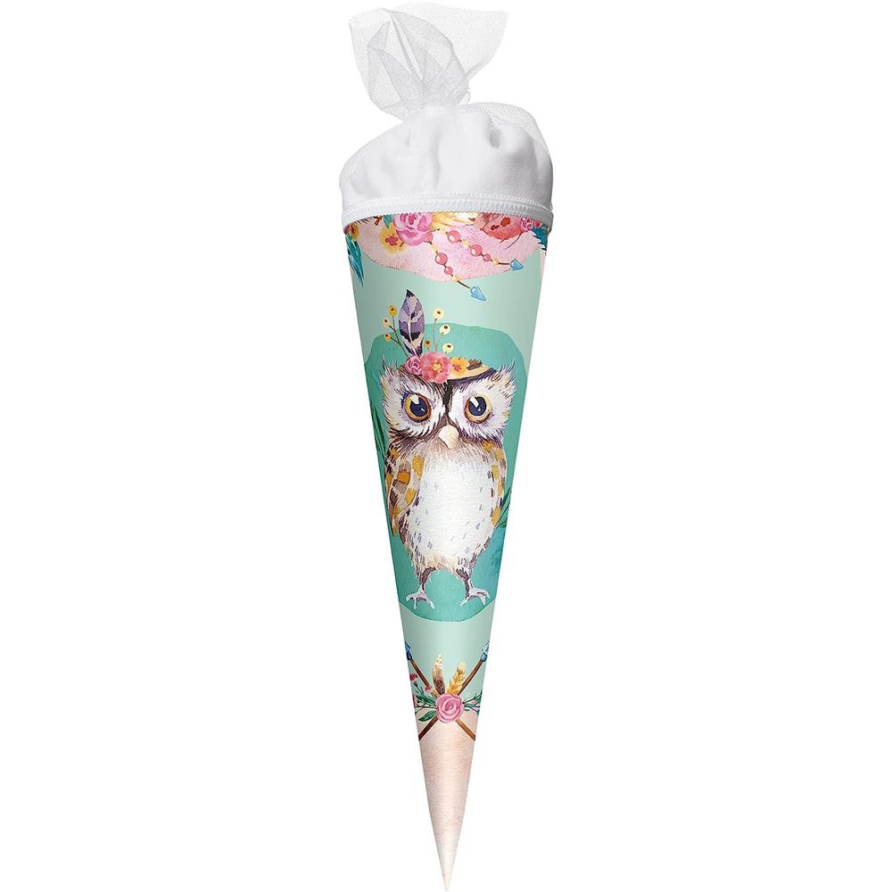 Roth Schultüte Eule Lieselotte, 22cm, rund, Tüllverschluss