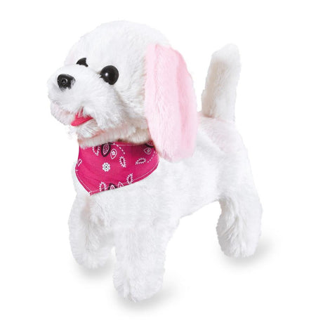 Jamara Lucky Plüschhund, weiß/rosa, 27MHz, ferngesteuerter Hund, bellt und läuft