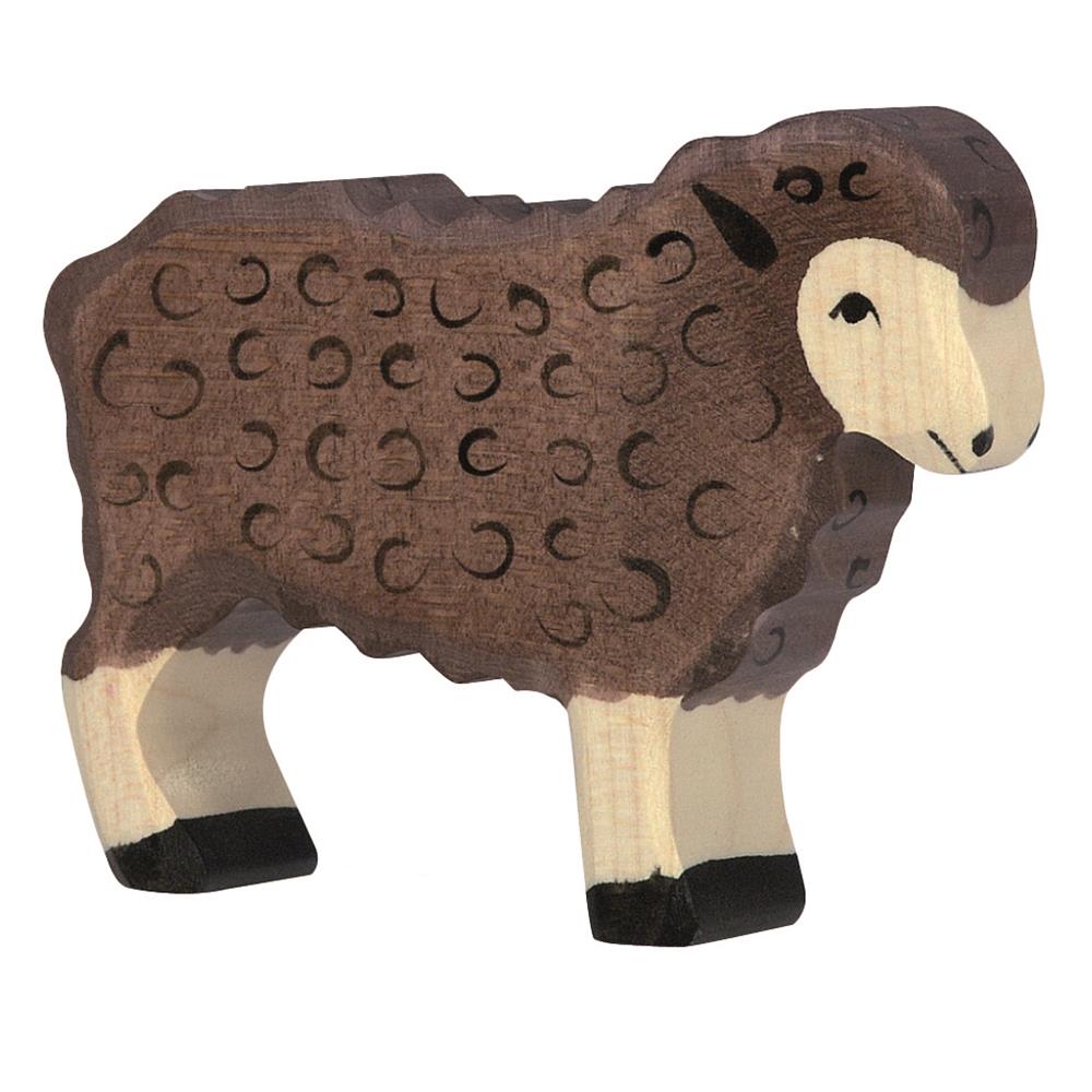 Holztiger Holzfigur - Schaf, stehend, schwarz, Holzspielzeug, ab 3 Jahren