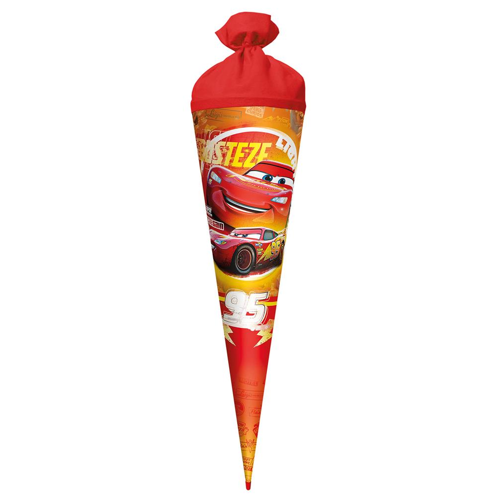 Roth Schultüte Disney Cars, 70cm, rund, Rot(h)-Spitze, Filzverschluss, Folieneffekt