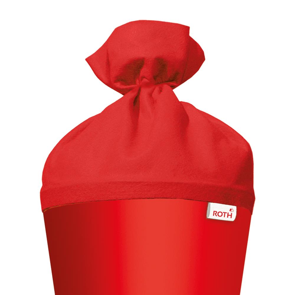 Roth Schultüte-Rohling/Basteltüte, rot, 70cm, rund, Rot(h)-Spitze, mit Filzverschluss