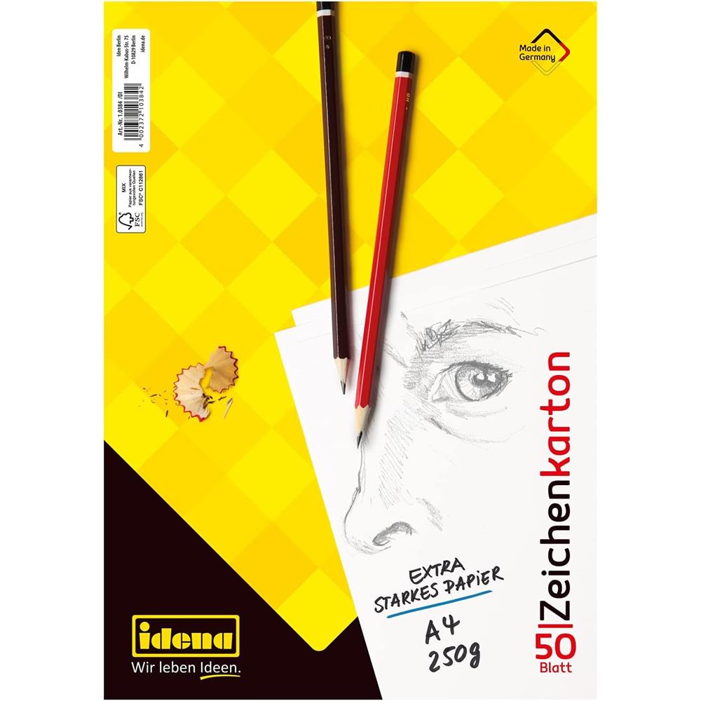 Idena Zeichenkarton A4 50 Blatt 250 g/m² Bastelpapier stabil