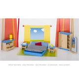 goki Puppenmöbel Schlafzimmer, 16-teiliges Puppenhauszubehör aus Holz