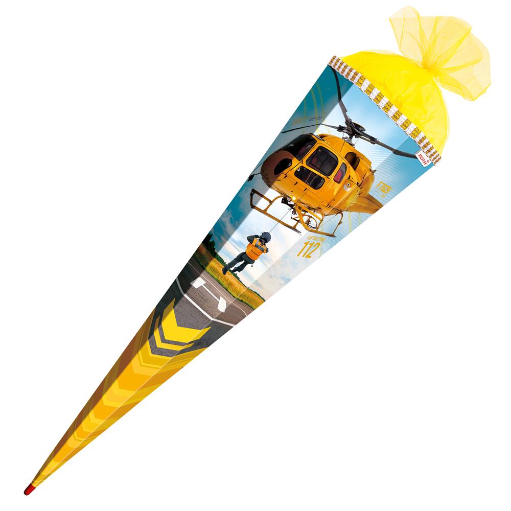 Roth Schultüte Helikopter, 85cm, eckig, Rot(h)-Spitze, Tüllverschluss