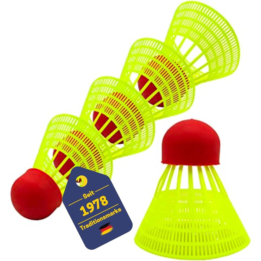 Best Sporting Speed Federball Set Neon Gelb, 5 Speed Federbälle aus Nylon