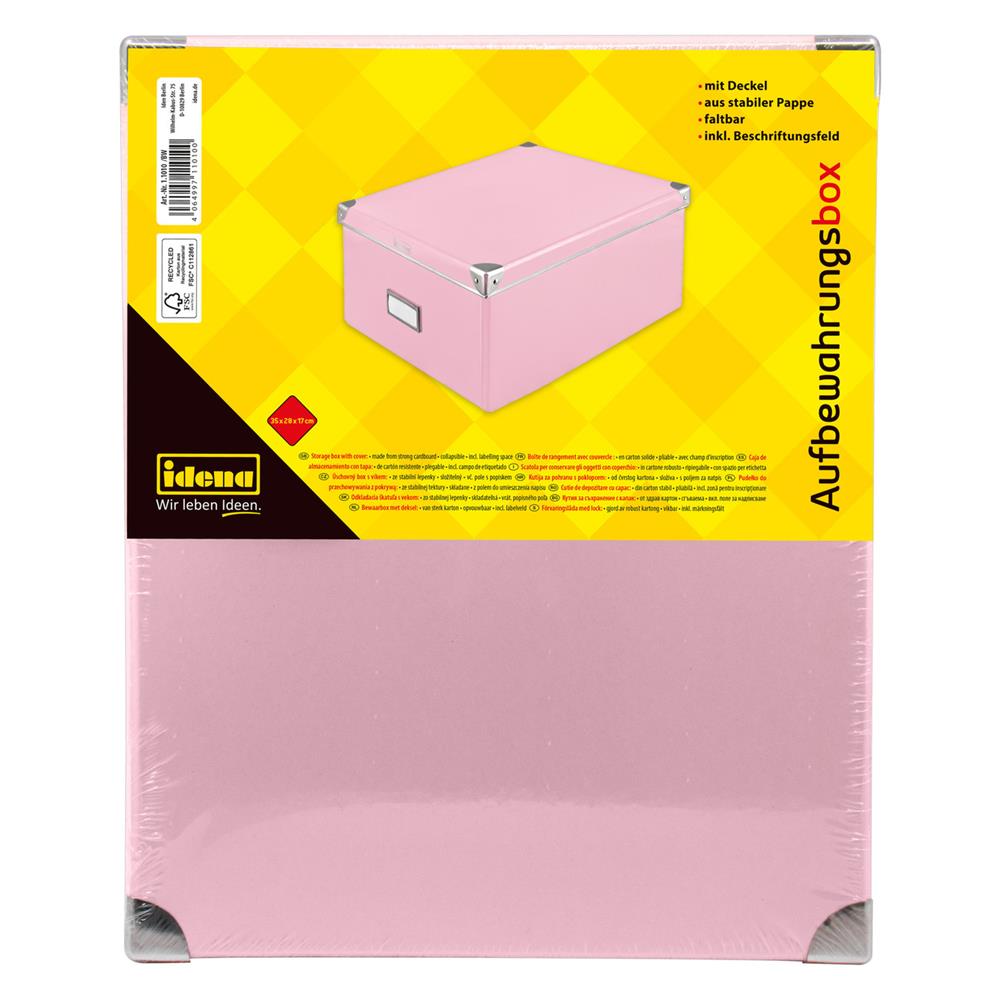 Idena Aufbewahrungsbox mit Deckel 36 x 28,2 x 17 cm faltbar pink Pappe