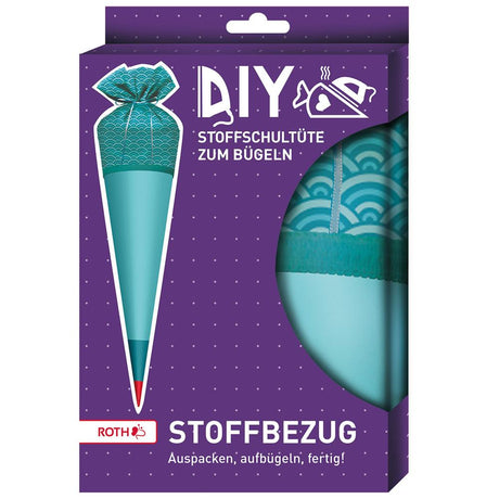 Roth Schultüte Stoffbezug mit Satinschleife, türkis, 70cm, rund - ohne Rohling