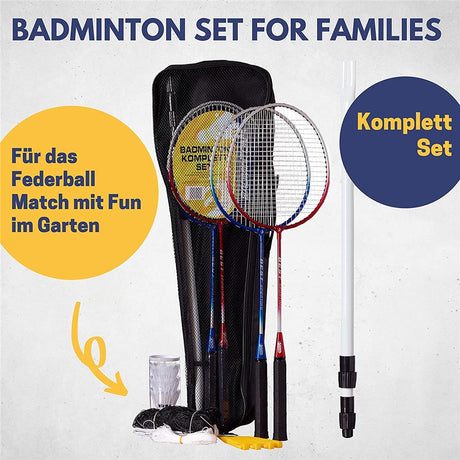 Best Sporting Badminton Set mit Netz 4 Schläger 3 Bälle Tasche
