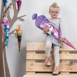 Roth Schultüte Einhornportrait, 70cm, rund, Rot(h)-Spitze, Filzverschluss, Glitter