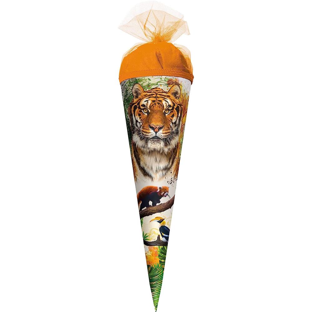 Roth Schultüte Tiger, 35cm, rund, Tüllverschluss