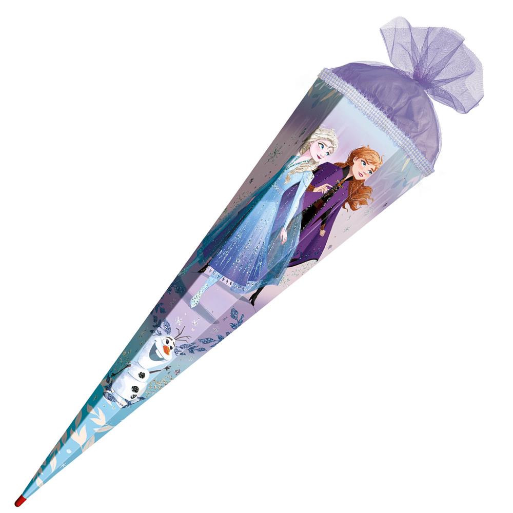 Roth Schultüte Disney Frozen, 85cm, eckig, Rot(h)-Spitze, Tüllverschluss, Glitter, Glitzerborte