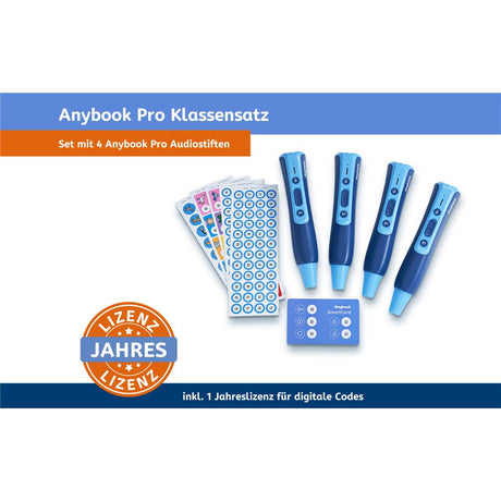 Anybook Pro M703 – Klassensatz mit 4 Audiostiften und 1 Jahreslizenz für digitale Codes