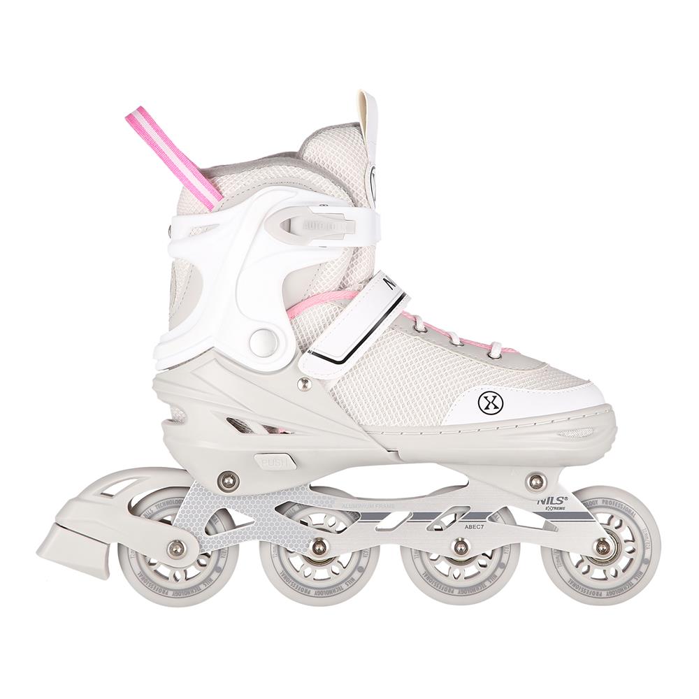 NILS EXTREME NH18188A 2in1 Inliner Schlittschuhe Gr. 39-43, Grau-Rosa, verstellbar