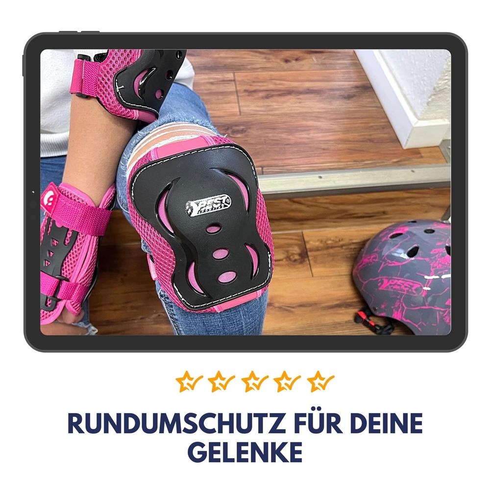 Best Sporting Gelenkschützer Set, Größe M Pink/Schwarz, Kinder Inline Skates Skateboard
