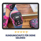 Best Sporting Gelenkschützer Set, Größe M Pink/Schwarz, Kinder Inline Skates Skateboard