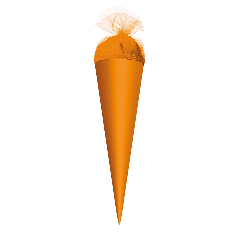 Roth Schultüte-Rohling/Basteltüte, orange, 50cm, rund, Tüllverschluss