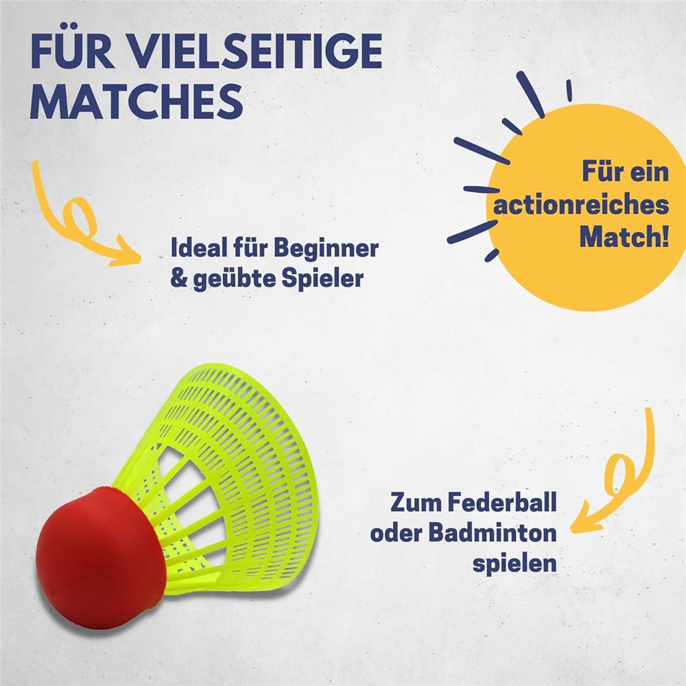 Best Sporting Speed Federball Set Neon Gelb, 5 Speed Federbälle aus Nylon