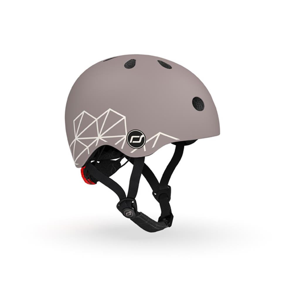 Scoot & Ride Kinderhelm Größe XXS-S (45-51 cm) brown lines - Schutzhelm mit LED-Licht