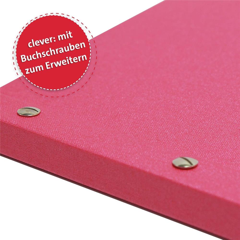 Roth Zeugnismappe Metallium Pink, mit 12 A4 Klarsichthüllen, im Buchleineinband