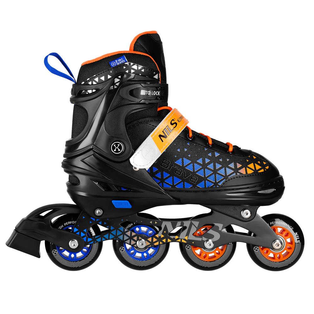 NILS EXTREME NH18190A BRAVE 2in1 Inliner Schlittschuhe Kinder Gr. 29-33, Blau, verstellbar