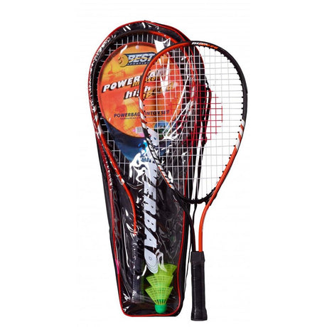 Best Sporting Power Badminton Set, 2 Schläger 3 Bälle Tasche, Orange/Schwarz