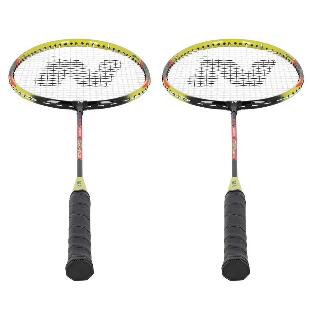 NILS Badminton Set mit 2 Schlägern 3 Federbällen und Tasche, Freizeit Sport