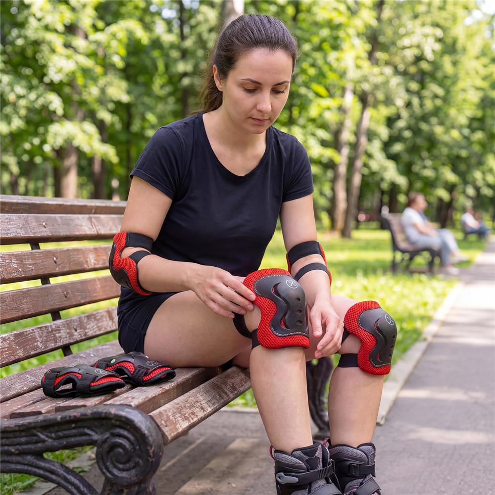NILS EXTREME H320 Schoner-Set, Rot, Größe M - Protektoren Handgelenk Ellenbogen Knie