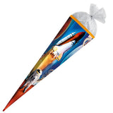 Roth Schultüte Weltraum, 85cm, eckig, Rot(h)-Spitze, Tüllverschluss (Silbertüll)