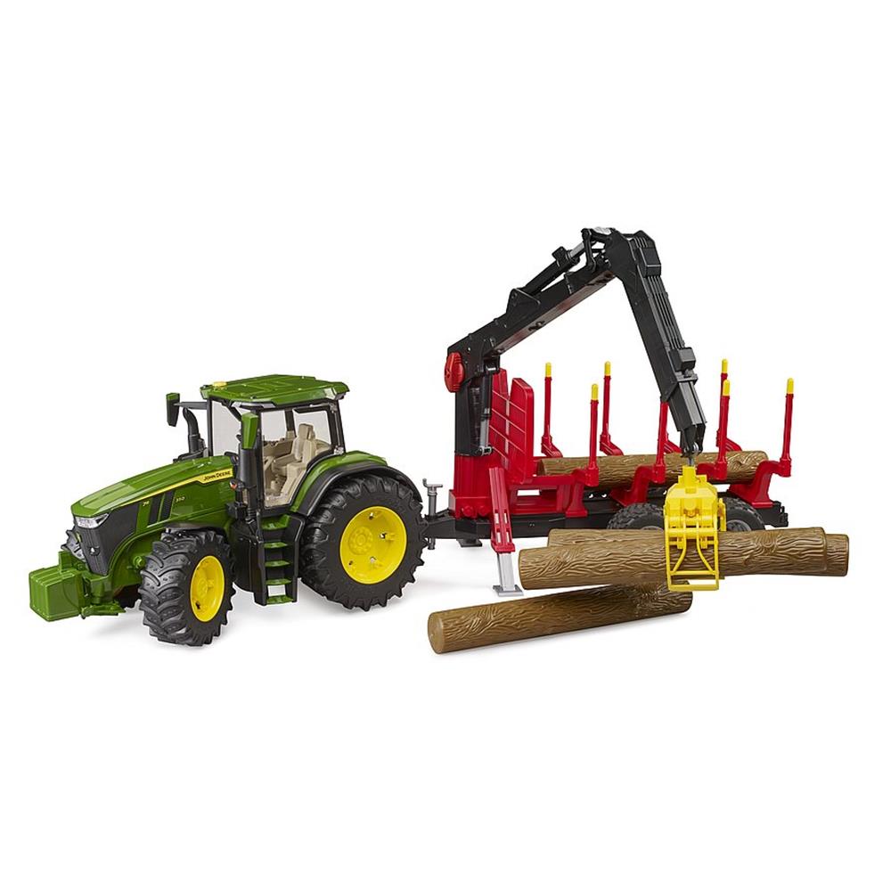 Bruder 03154 - John Deere 7R 350 mit Rückeanhänger und 4 Baumstämmen